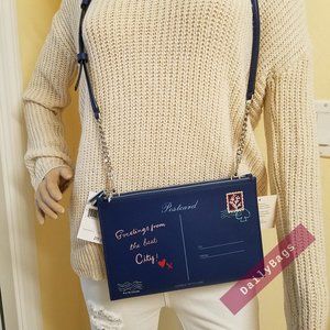 NWT KATE SPADE 100% AUTHENTIC POSTCARD CROSSBODY OFF THE GRID OCEAN BLUE NOVELTY